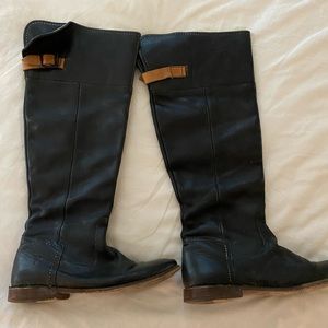 Frye black genuine leather knee high boots